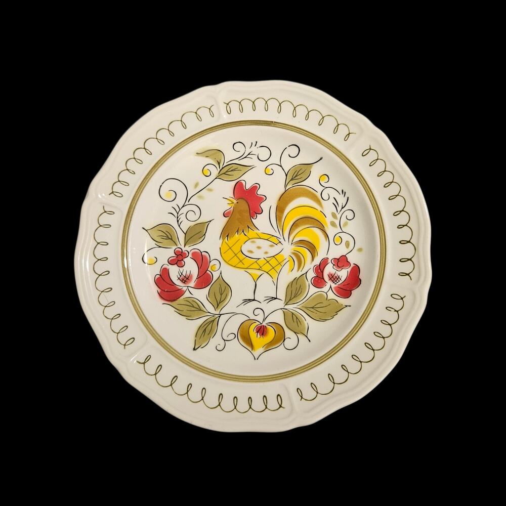 Mikasa Heritage Rooster Floral Salad Plates Set 2 Farmhouse